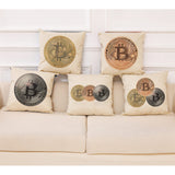 Home Decor Cushion Cover Bitcoin Decorative Coins Throw Pillowcase Pillow Covers