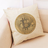 Home Decor Cushion Cover Bitcoin Decorative Coins Throw Pillowcase Pillow Covers