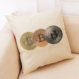 Home Decor Cushion Cover Bitcoin Decorative Coins Throw Pillowcase Pillow Covers